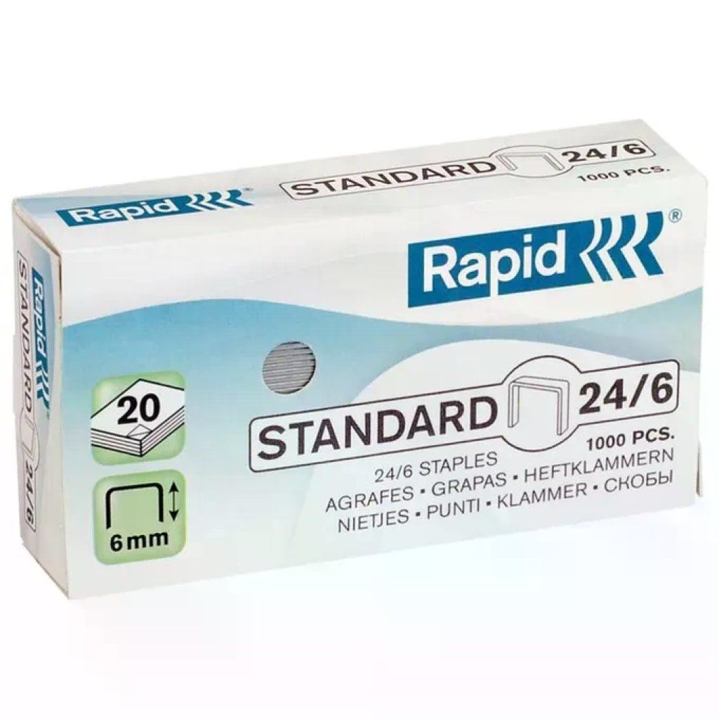 Rapid 24855600 Punti metallici zincati 24/6, 1000 pezzi
