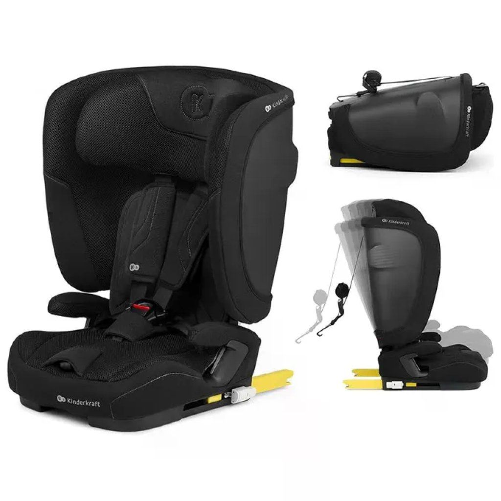 Kinderkraft FIX2GO Seggiolino Auto i-Size 76-150 cm, Isofix, Top Tether, Reclinabile, Grigio