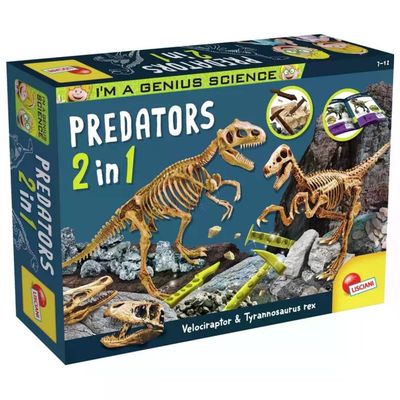 Lisciani Genius Predatori 2 in 1 – Kit educativo di scavo dinosauri