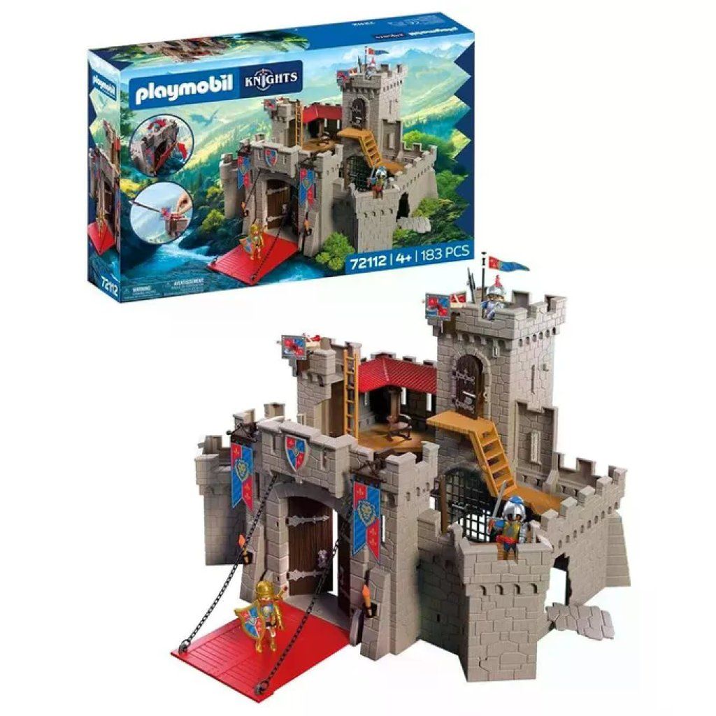 Playmobil 72112 Knights Grande Castello dei Cavalieri del Leone con Ponte Levatoio Cannoni e Botola 4+ anni