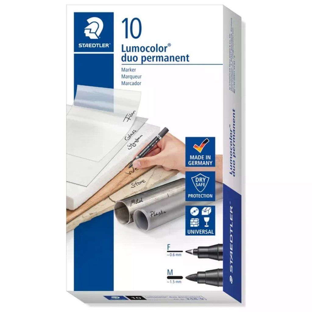 Staedtler Lumocolor Duo Nero – Set da 10 marcatori a doppia punta