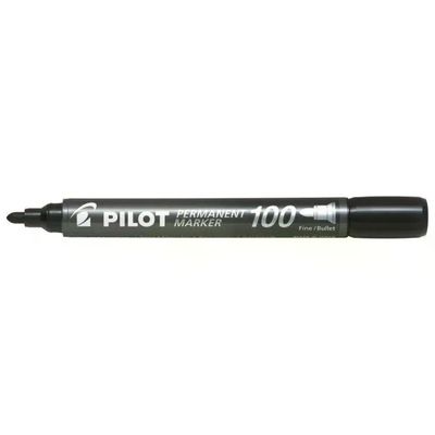 Pilot SCA 100 – Confezione da 12 marcatori permanenti neri, punta tonda 1 mm