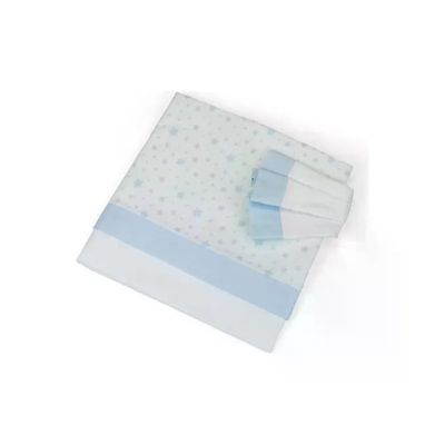 Baby Idea L2006AZ Set Lenzuola Azzurre per Lettino, 3 Pezzi in Cotone