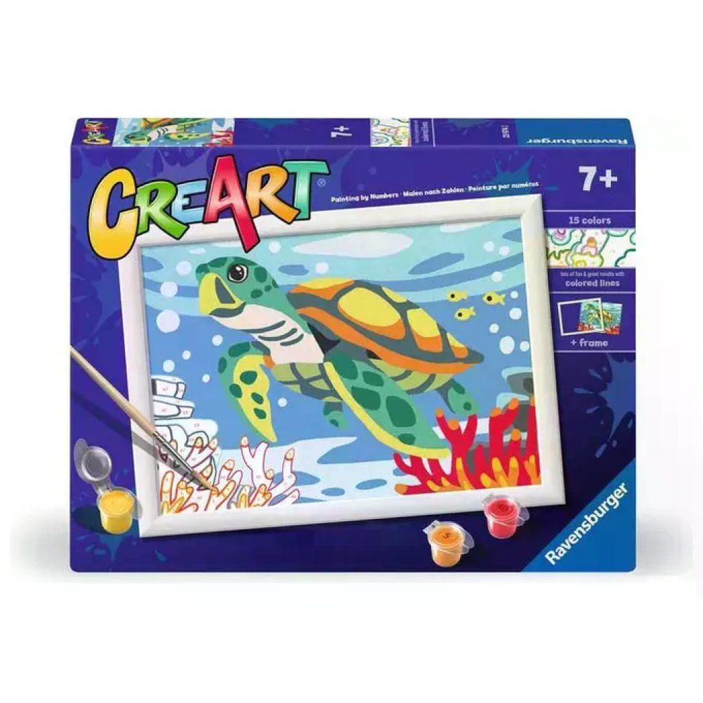 Ravensburger CreArt – Kit di pittura con i numeri Tartaruga marina, 7+