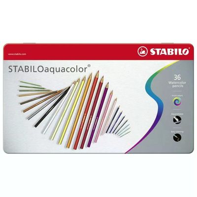 STABILOaquacolor – Set di 36 matite acquerellabili in scatola di metallo