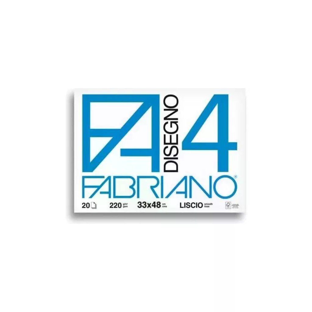 Fabriano Disegno 4 Album da Disegno F4, 20 Fogli Lisci 220 g/m², 33 × 48 cm