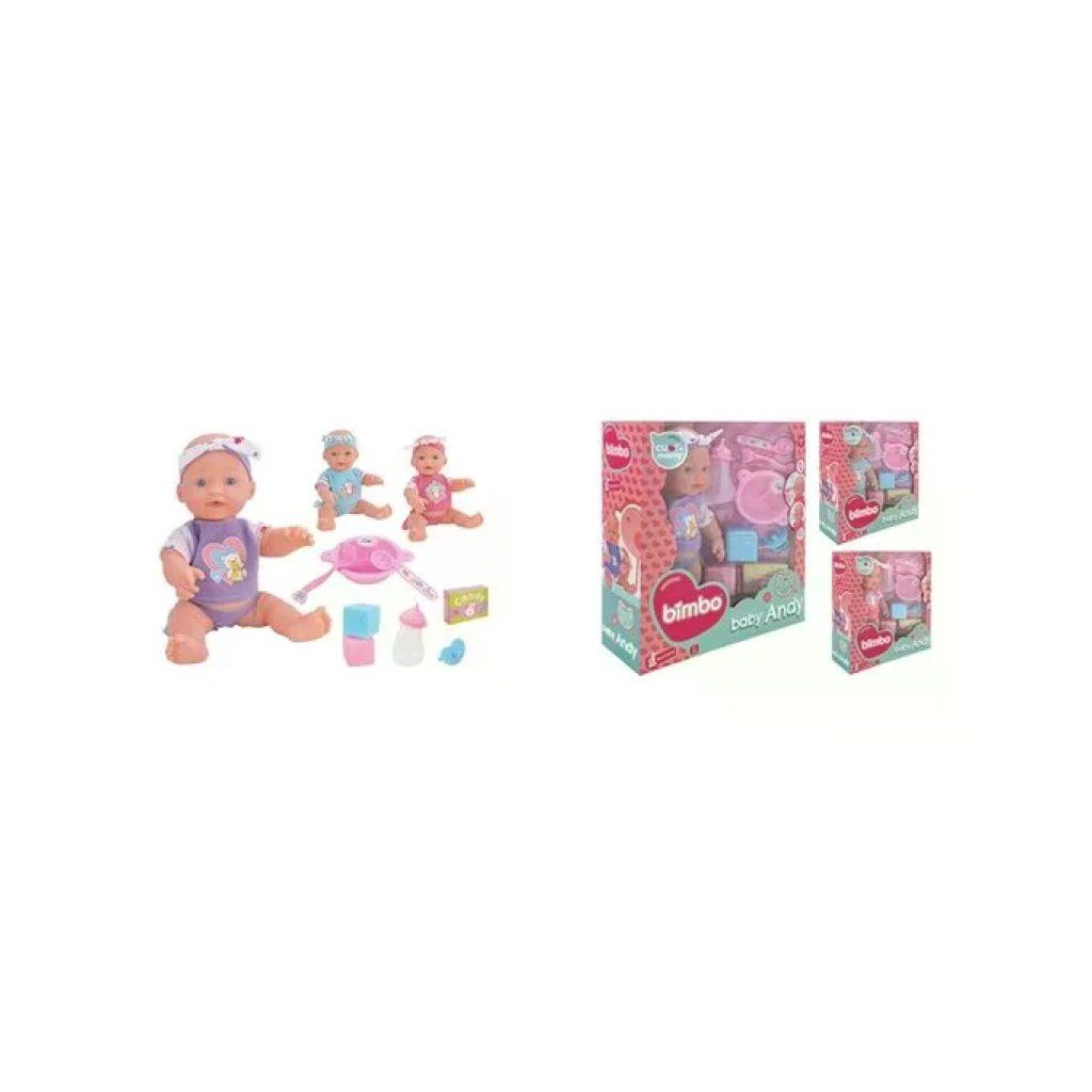 GLOBO Baby Andy bambola fa bolle 30 cm con set pappa
