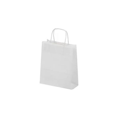 SAUL SADOCH REX Shopper bianca in carta con manici 16 × 8 × 21 cm, confezione da 25 SAUL SADOCH REX Shopper bianca in carta con manici 16 × 8 × 21 cm, confezione da 25