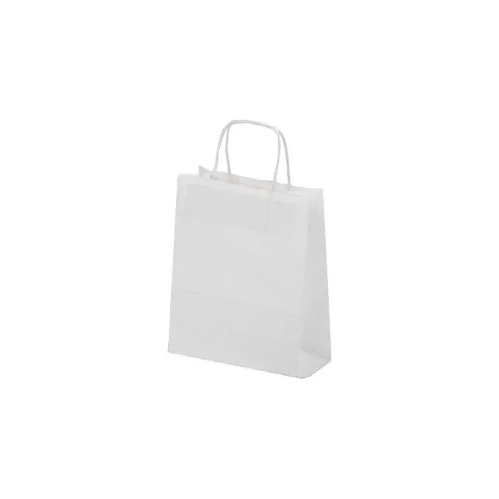 SAUL SADOCH REX Shopper in Carta Bianca con Manici 16 × 8 × 21 cm, Confezione da 25