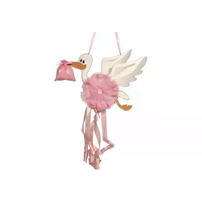 Baby Idea Fiocco Nascita Cicogna Rosa 70x50 cm