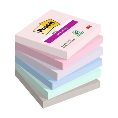 Post-it Super Sticky Soulful, 6 blocchetti da 90 fogli, 7,6 x 7,6 cm