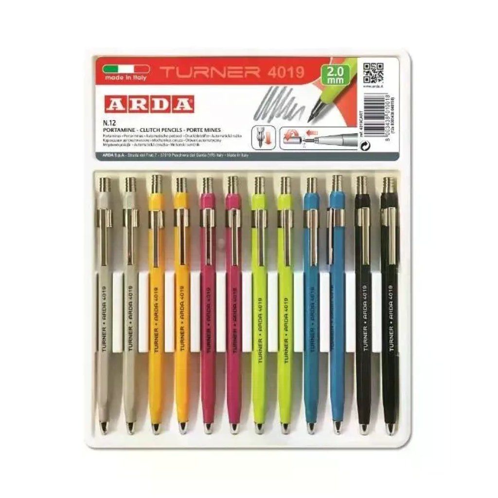 ARDA Turner 4019 Portamine 2 mm con Affilamine Integrato, 12 Pezzi Multicolore ARDA Turner 4019 Portamine 2 mm con Affilamine Integrato, 12 Pezzi Multicolore