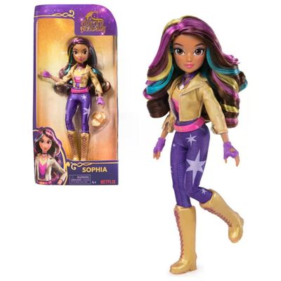 Spin Master Sophia Unicorn Academy, bambola con capelli arcobaleno e accessori, 24 cm