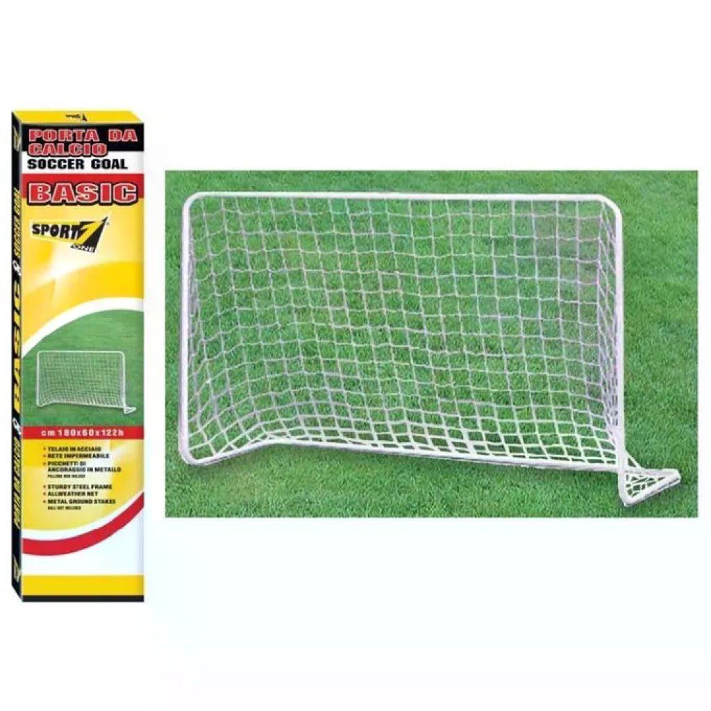 Sport One Porta da Calcio Basic in Acciaio con Rete, 180 × 60 × 122 cm
