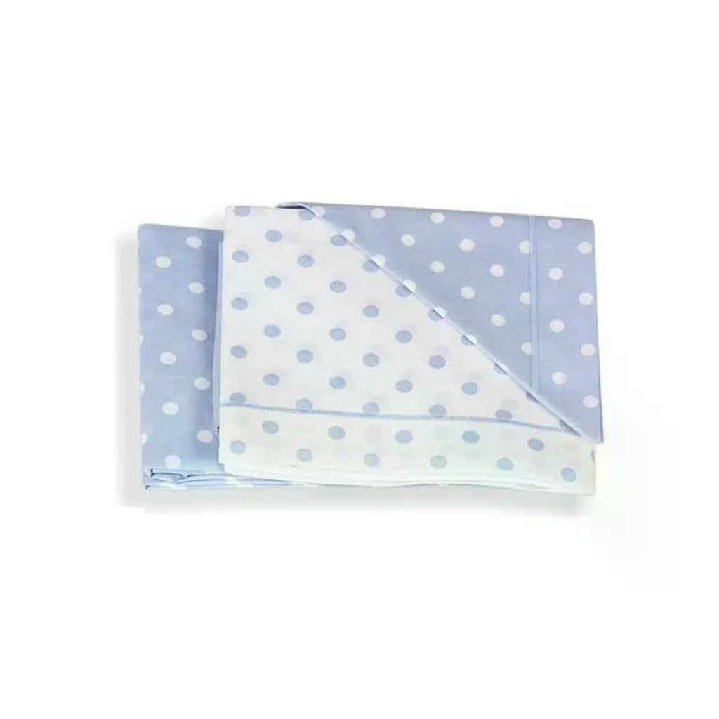 Italbaby Completo Lenzuola Lettino 3 Pezzi in Cotone Azzurro