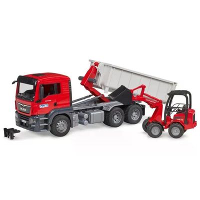 Bruder 03767 Camion MAN TGS con container scarrabile e pala Schäffer, scala 1:16
