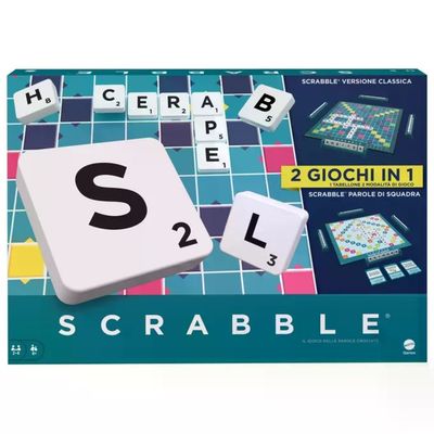 Mattel HXW03 Games Scrabble Gioco da Tavolo Parole Doppio Tabellone Modalita' Classica e Parole di