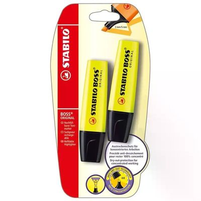 STABILO BOSS ORIGINAL – Confezione da 2 evidenziatori gialli