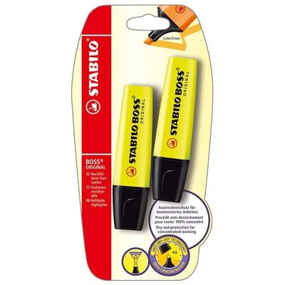 STABILO BOSS ORIGINAL Evidenziatori Gialli, Confezione da 2