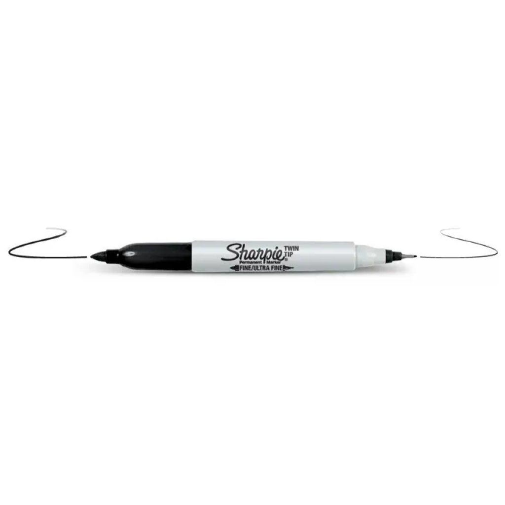 Sharpie Twin Tip Nero – Marcatore Permanente a Doppia Punta, Confezione da 12