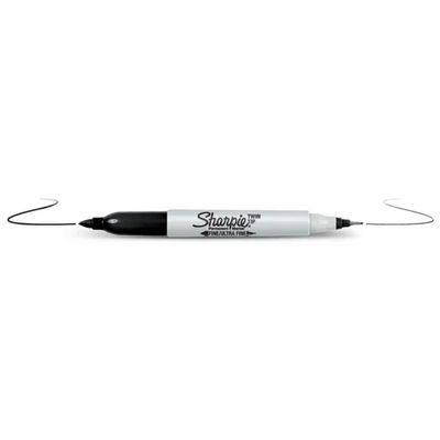 Sharpie Twin Tip Nero – Marcatore Permanente a Doppia Punta, Confezione da 12