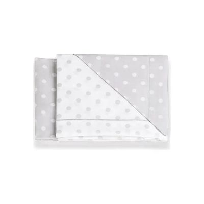 Italbaby Set 3 Lenzuola per Lettino in Cotone, Pois Grigi