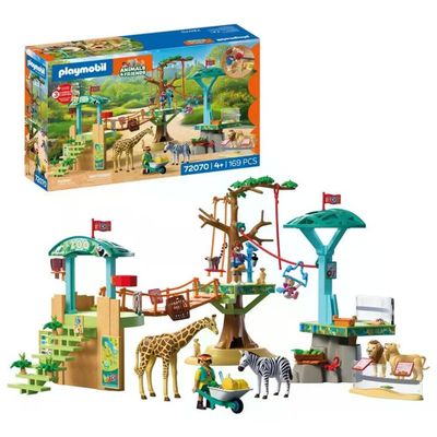 Playmobil 72070 Animals and Friends Zoo Parco Avventura con Animali 3 Piattaforme Funivia Ponte Sospeso 4+