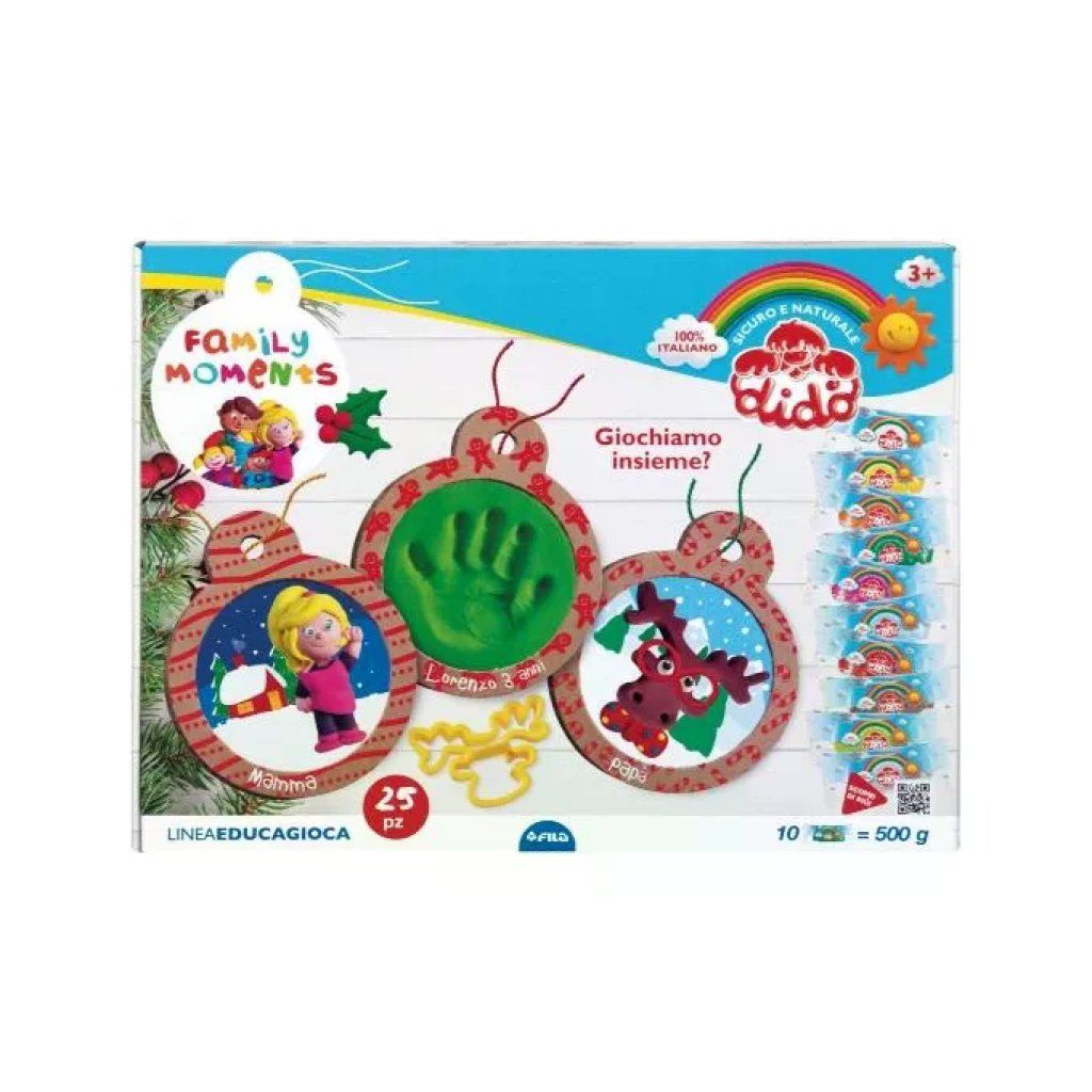 DIDO F361900 Family Moments Pasta Modellabile Kit Creativo Natalizio 500g 25 Pezzi 3+ colore Bianco