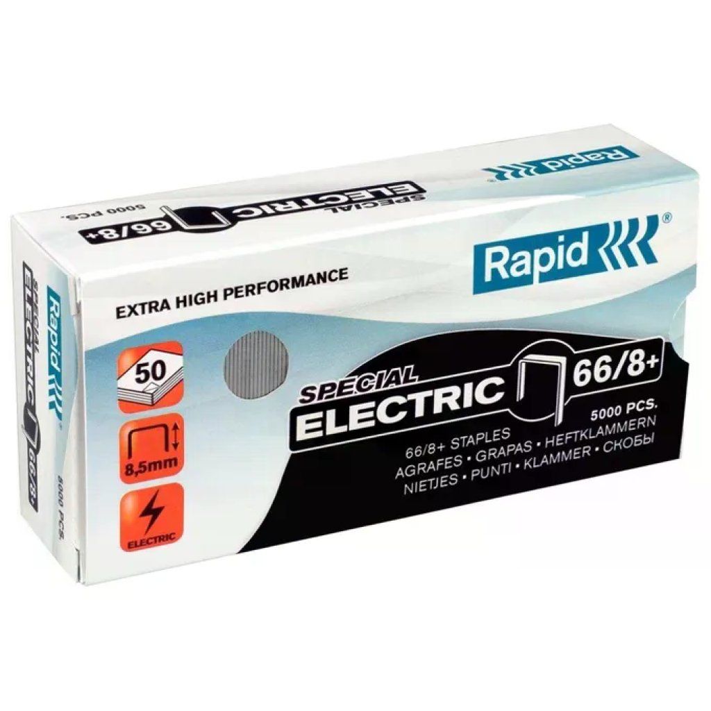 Rapid 66/8+ Punti Zincati per Cucitrice Elettrica – 8 mm, 5.000 pezzi