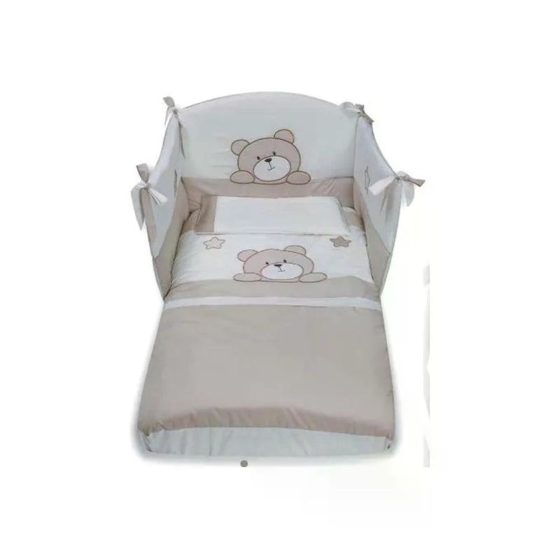 Pali SET3PZ Lulu' Set Tessile Lettino 3 Pezzi Cotone Paracolpi Sacco Sfoderabile Federa colore Bianco