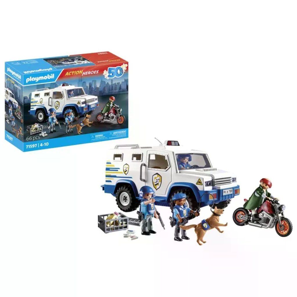 PLAYMOBIL City Action 71597 – Furgone portavalori, set da 66 pezzi