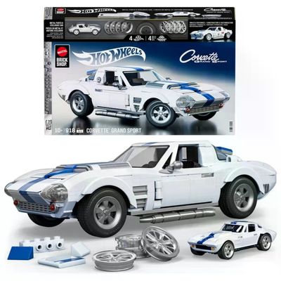Mattel Brick Shop Hot Wheels Corvette Grand Sport – Set da Costruire, 918 Pezzi, Scala 1:16