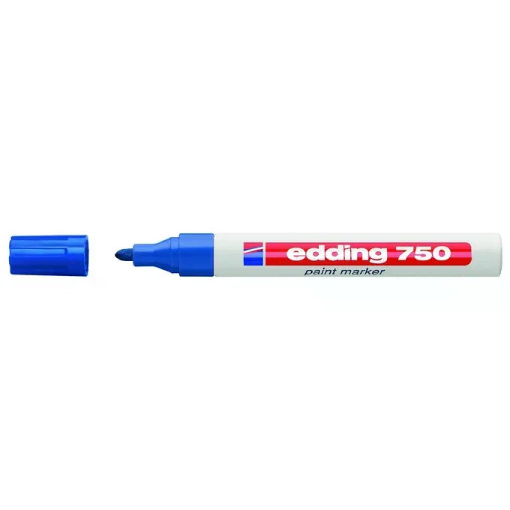 Edding 750 Marcatore a Vernice Blu, Punta Tonda 2–4 mm, Confezione da 10