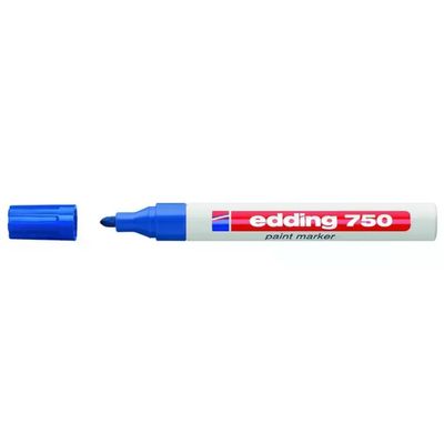 Edding 750 Marcatore a Vernice Blu, Punta Tonda 2–4 mm, Confezione da 10