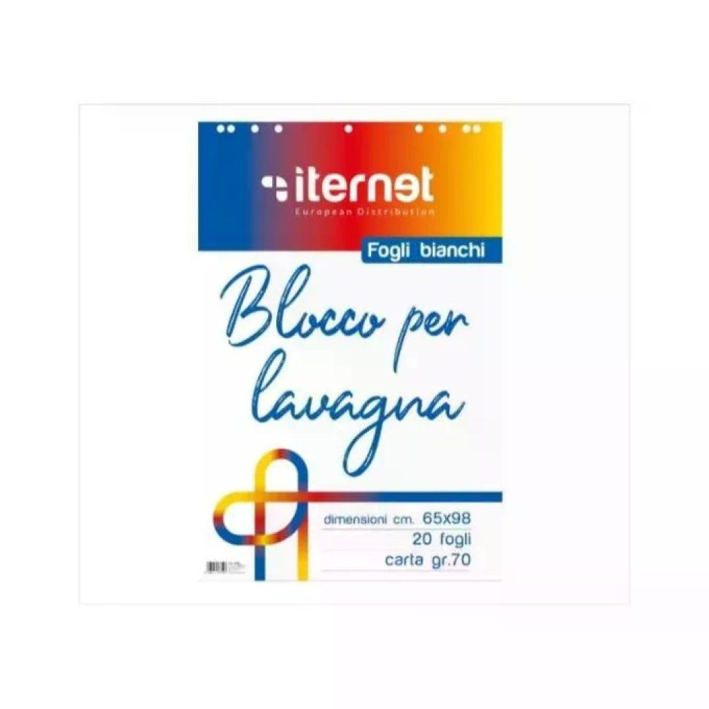 ITERNET Blocco per lavagna a fogli bianchi, 20 fogli, 65 × 98 cm