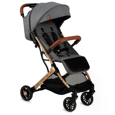 MoMi Estelle passeggino leggero pieghevole WOSP00018 telaio oro grigio cinture 5 punti sospensioni 4