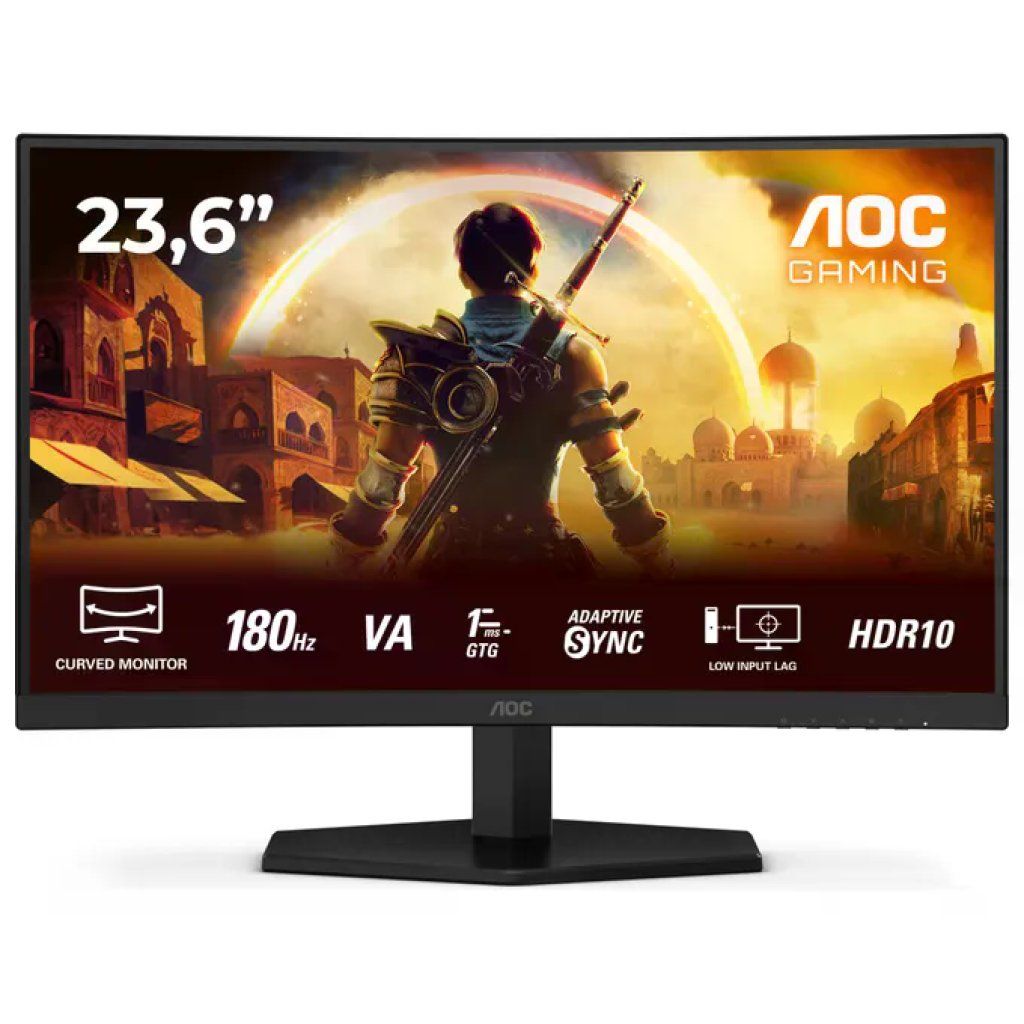 AOC Monitor Gaming Curvo 24'' Full Hd 180Hz Nero Rosso