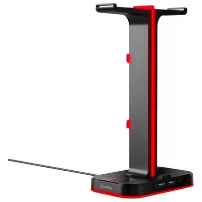 Celly CyberStation – Supporto RGB per cuffie gaming con hub USB, nero Celly CyberStation – Supporto RGB per cuffie gaming con hub USB, nero
