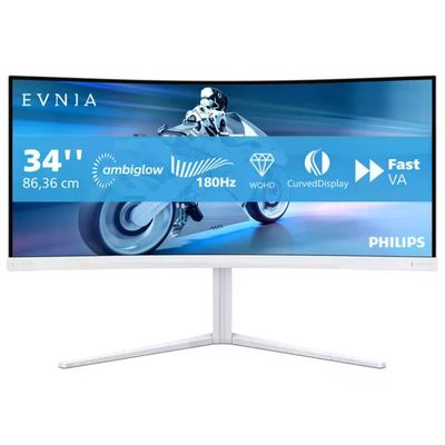 Philips Evnia 34M2C5501A Monitor Gaming Curvo WQHD 34” Bianco