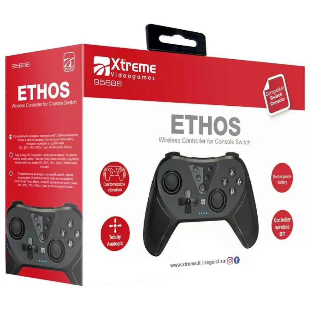Xtreme Ethos 95688 Gamepad Wireless Bluetooth per Nintendo Switch, Nero Xtreme Ethos 95688 Gamepad Wireless Bluetooth per Nintendo Switch, Nero