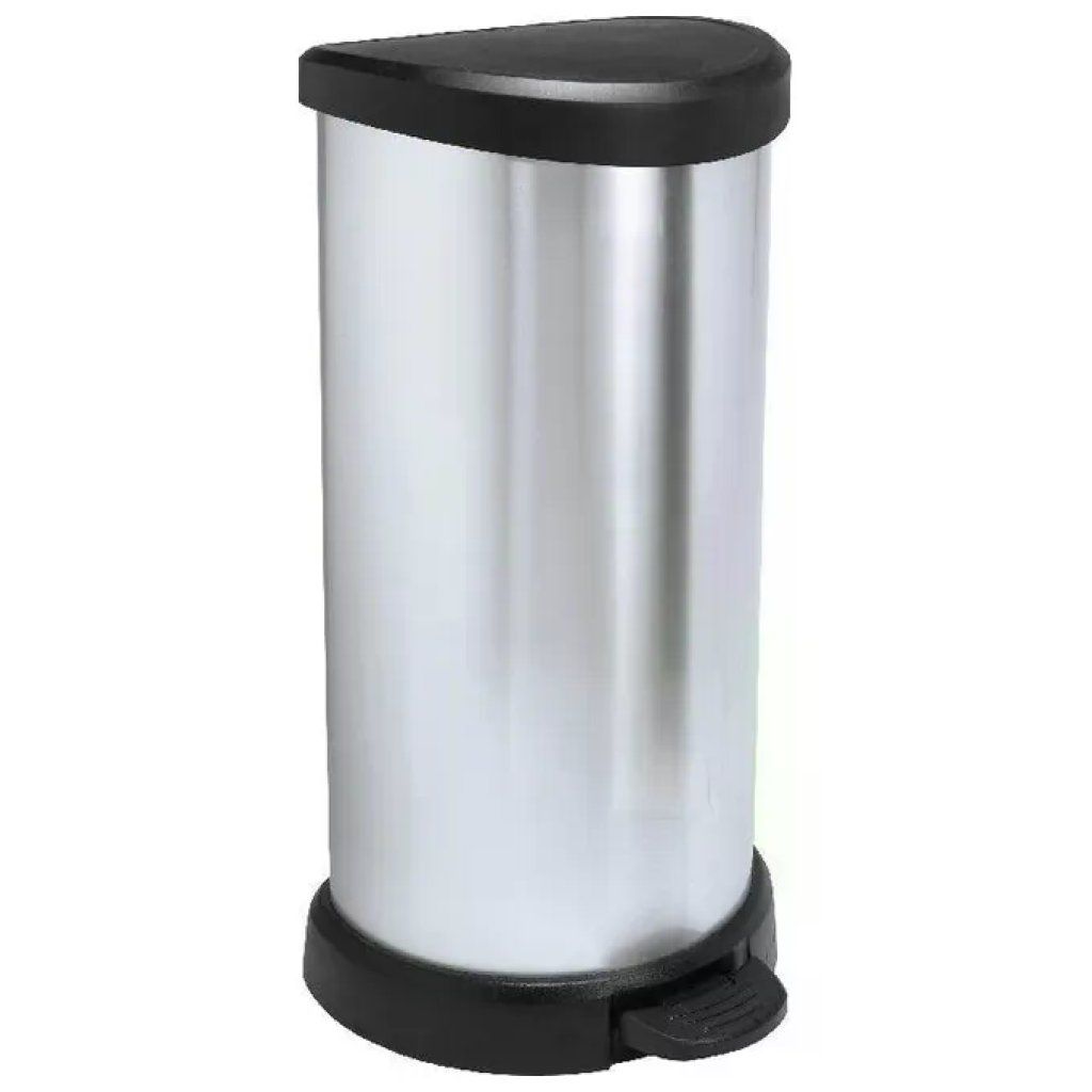 Curver Deco Bins pattumiera a pedale 40 L nero e argento
