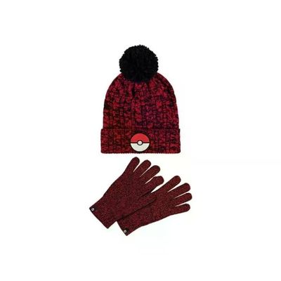 DIFUZED Set Berretto con Pompon e Guanti Pokémon Logo