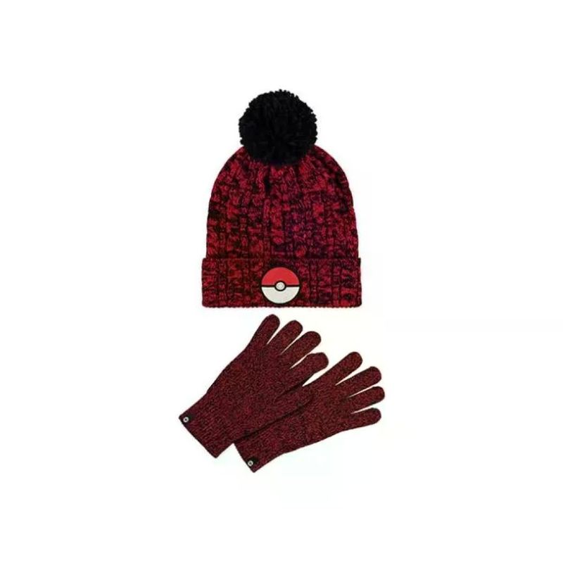 DIFUZED Set Berretto con Pompon e Guanti Pokémon Logo