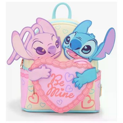 Loungefly Mini Zaino Disney Stitch e Angel Be Mine Poliuretano 23x27x11 cm
