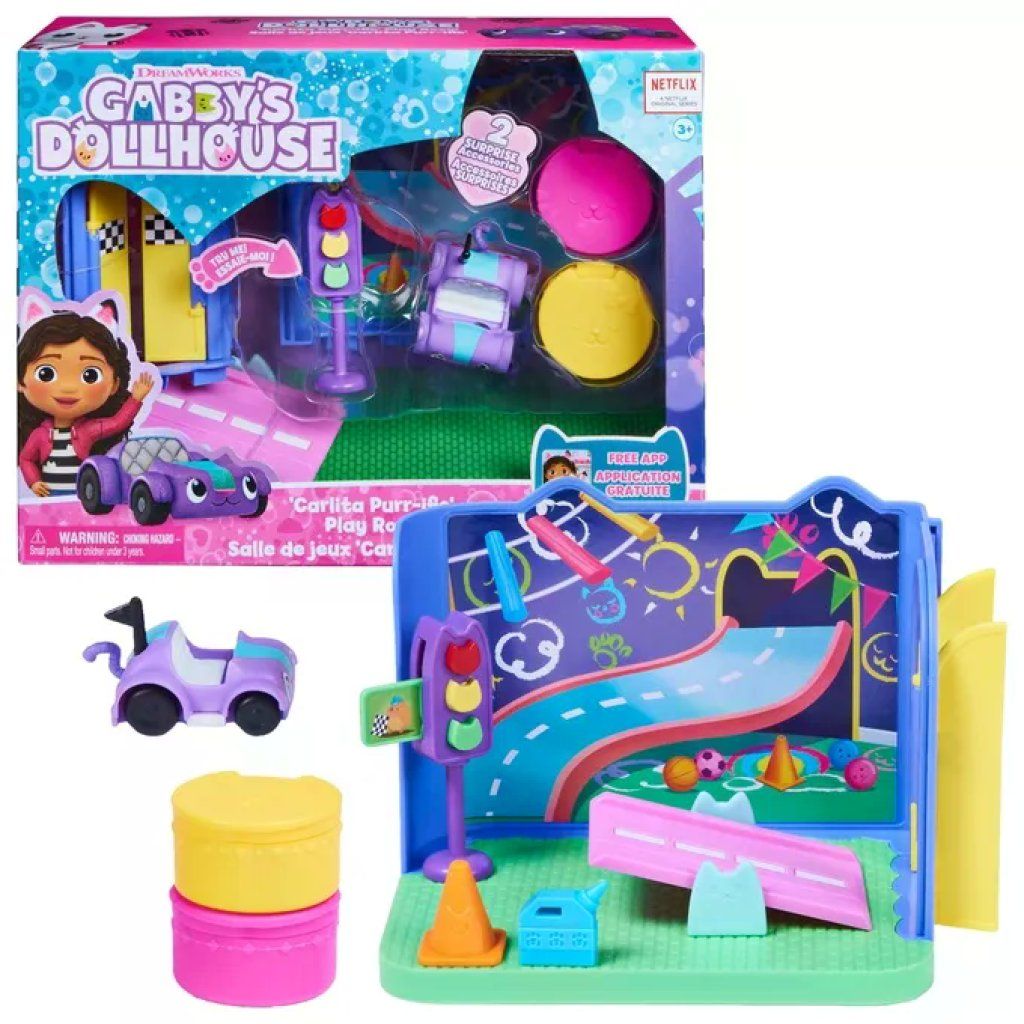 SPIN MASTER Gabby's Dollhouse Playset Play Room con Carlita