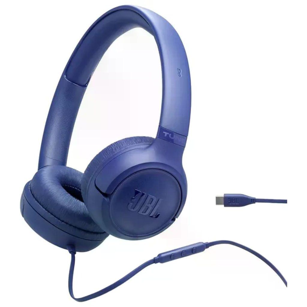 JBL Tune 530 Cuffie On-Ear con Filo Blu, Pure Bass e Microfono