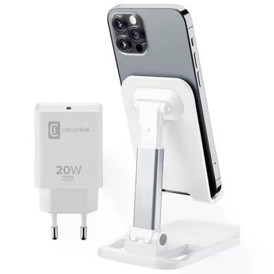 Cellularline Charge & Stand Kit con caricatore USB-C 20W Cellularline Charge & Stand Kit con caricatore USB-C 20W