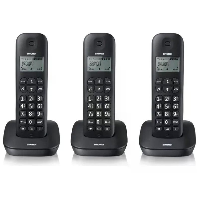 Brondi 10274090 Gala Trio Telefono Cordless DECT 3 Cornette Portata 300 m Identificatore di Chiamata