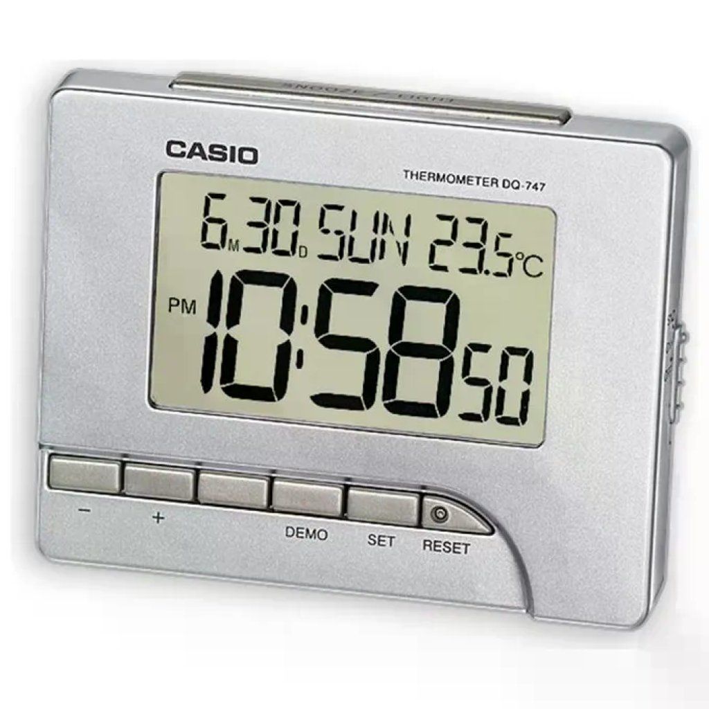 Casio DQ-747-8EF Sveglia Digitale con Termometro, Snooze e Calendario – Argento Casio DQ-747-8EF Sveglia Digitale con Termometro, Snooze e Calendario – Argento
