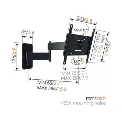 Vogel's MA2040 Supporto TV a Parete Orientabile e Inclinabile fino a 40″, Nero